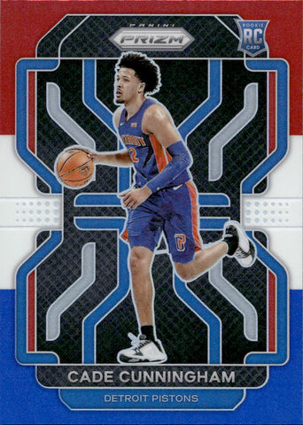 2021-22 Cade Cunningham Panini Prizm RED AND BLUE ROOKIE RC #282 Detroit Pistons