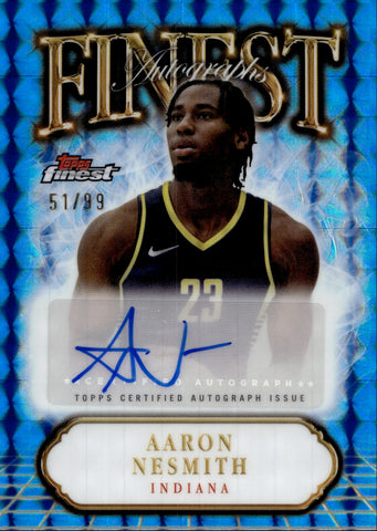 2024-25 Aaron Nesmith Topps Finest BLUE GEOMETRIC FINEST AUTO 51/99 AUTOGRAPH #FA-AN Indiana Pacers
