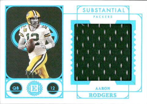 2021 Aaron Rodgers Panini Encased SAPPHIRE SUBSTANTIAL JUMBO JERSEY 13/50 RELIC #SS-AR Green Bay Packers