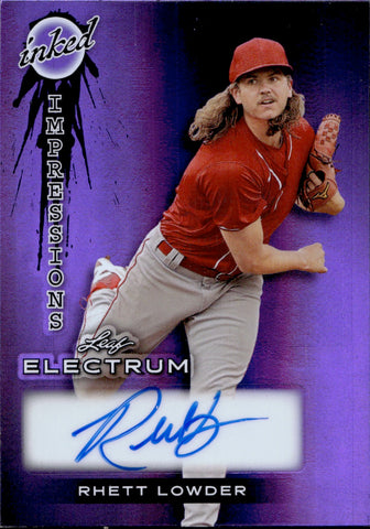 2024 Rhett Lowder Leaf Electrum PURPLE INKED IMPRESSIONS ROOKIE AUTO 20/25 AUTOGRAPH RC #II-RL1 Cincinnati Reds