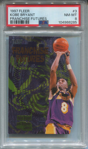 1997-98 Kobe Bryant Fleer FRANCHISE FUTURES DIE CUT PSA 8 #3 Los Angeles Lakers HOF 8285