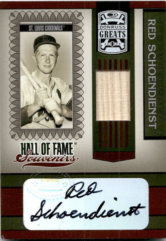 2005 Red Schoendienst Donruss Greats HALL OF FAME SOUVENIRS BAT AUTO AUTOGRAPH RELIC #HOFS-23 St. Louis Cardinals HOF