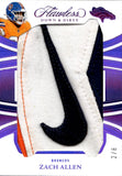 2025 Zach Allen Panini Flawless PURPLE DOWN & DIRTY NIKE BRAND LOGO 2/8 RELIC # 39Denver Broncos
