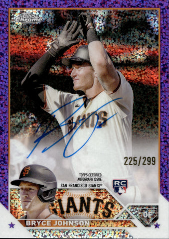 2023 Bryce Johnson Topps Chrome ROOKIE PURPLE SPECKLE 225/299 RC #RA-BJ San Francisco Giants