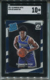 2017-18 De'Aaron Fox Donruss Optic RATED ROOKIE RC SGC 10 #196 SACRAMENTO KINGS 4577