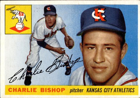 1955 Charlie Bishop Topps #96 Kansas City Athletics BV $25