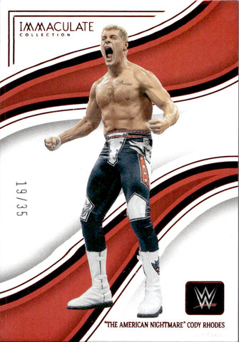 2023 "The American Nightmare" Cody Rhodes Panini Immaculate RUBY RED 19/25 #28 Monday Night Raw