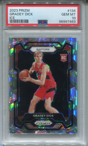 2023-24 Gradey Dick Panini Prizm ICE ROOKIE RC PSA 10 #134 Toronto Raptors 7463
