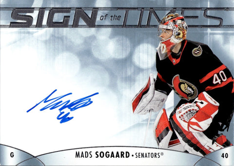 2023-24 Mads Sogaard Upper Deck Sp Authentic SIGN OF THE TIMES AUTO #SOTT-MS Ottawa Senators