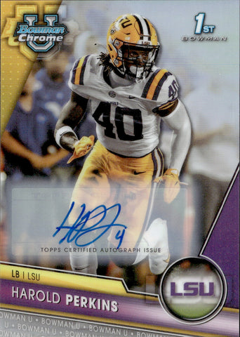 2023 Herald Perkins Bowman University Chrome 1ST BOWMAN REFRACTOR AUTO 283/499 AUTOGRAPH #41 LSA Tigers