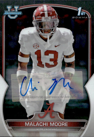 2022 Malachi Moore Bowman University Chrome 1ST BOWMAN ROOKIE AUTO AUTOGRAPH #74 Alabama Crimson Tide