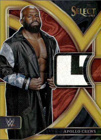 2023 Apollo Crews Panini Select WWE SELECTIVE SWATCHES GOLD SHIRT 01/10 RELIC #SW-ACR NXT