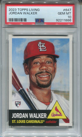 2023 Jordan Walker Topps Living ROOKIE RC PSA 10 #647 St. Louis Cardinals 1886