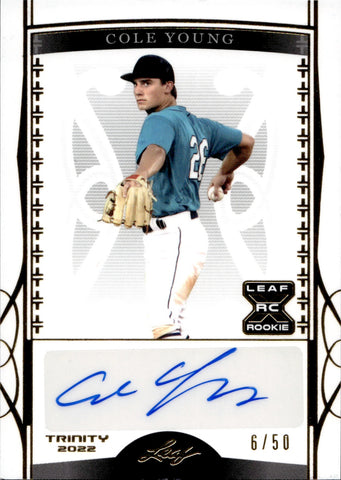 2022 Cole Young Leaf Trinity ROOKIE AUTO 06/50 AUTOGRAPH RC #BA-CY1 Seattle Mariners
