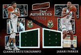 2016-17 Giannis Antetokounmpo Jabari Parker Panini Aficionado DUAL JERSEY 272/299 RELIC #16 Milwaukee Bucks
