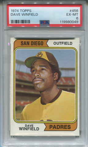 1974 Dave Winfield Topps ROOKIE RC PSA 6 #456 San Diego Padres HOF 0049