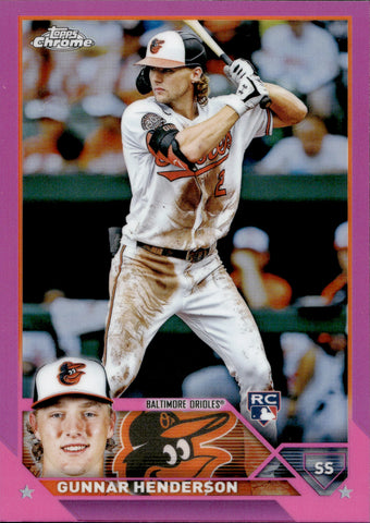 2023 Gunnar Henderson Topps Chrome PINK REFRACTOR ROOKIE RC #2 Baltimore Orioles 1