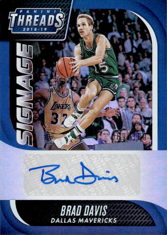 2018-19 Brad Davis Panini Threads SIGNAGE AUTO 069/100 AUTOGRAPH #22 Dallas Mavericks