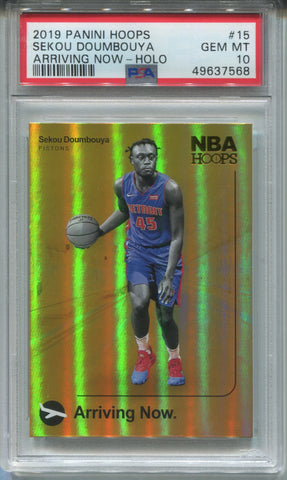 2019-20 Sekou Doumbouya Panini NBA Hoops ROOKIE HOLO ARRIVING NOW RC PSA 10 #15 Detroit Pistons 7568