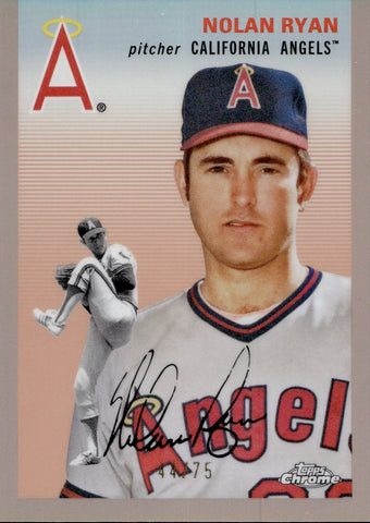 2023 Nolan Ryan Topps Chrome Platinum Anniversary ROSE GOLD REFRACTOR 44/75 #482 California Angels HOF