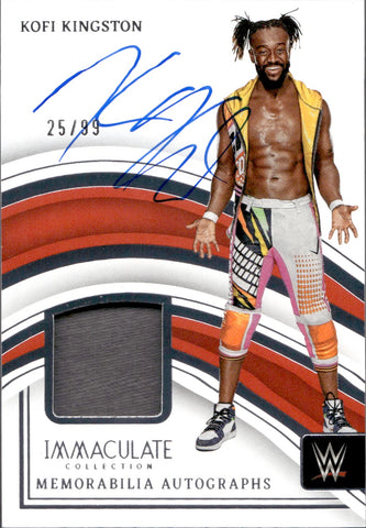 2023 Kofi Kingston Panini Immaculate Collection WWE SHIRT AUTO 25/99 AUTOGRAPH RELIC #MA-KKG Monday Night Raw