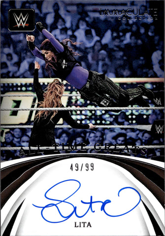 2022 Lita Panini Immaculate WWE ALL-TIME GREATS AUTO 49/99 AUTOGRAPH #AG-LTA WWE Legend