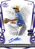 2023 Adrian Santana Leaf Trinity ROOKIE PURPLE FOIL AUTO 06/10 AUTOGRAPH #BA-AS2 Tampa Bay Rays