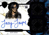 2025 Jacy Jayne Topps Royalty WWE PURPLE FOIL REGALIA RELIC SIGNATURE DUAL SHIRT AUTO 43/50 AUTOGRAPH RELIC #RES-JJA NXT