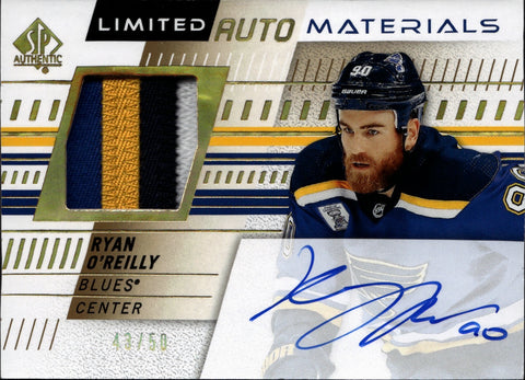 2019-20 Ryan O'Reilly Upper Deck SP Authentic LIMITED AUTO MATERIALS PATCH 43/50 AUTOGRAPH RELIC #47 St. Louis Blues