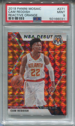 2019-20 Cam Reddish Panini Mosaic REACTIVE ORANGE NBA DEBUT ROOKIE RC PSA 9 #271 Atlanta Hawks 6031