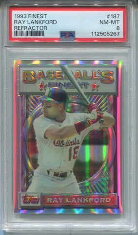 1993 Ray Lankford Topps Finest REFRACTOR PSA 8 #187 St. Louis Cardinals 5267