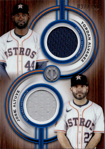 2025 Yordan Alvarez Jose Altuve Topps Tribute DUAL JERSEY 037/150 RELIC #TPDR-AA Houston Astros