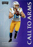 2020 Justin Herbert Panini Playoff PURPLE ROOKIE CALL TO ARMS RC #CA-19 Los Angeles Chargers