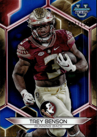 2023 Trey Benson Bowman's Best University BLUE REFRACTOR ROOKIE 141/150 RC #37 Arizona Cardinals