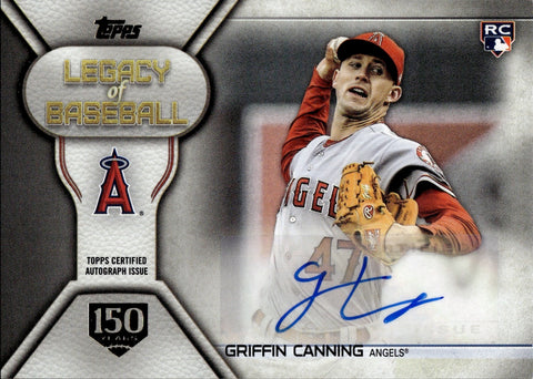 2019 Griffin Canning Topps Update LEGACY OF BASEBALL 150TH ANNIVERSARY ROOKIE AUTO 118/150 AUTOGRAPH RC #LBA-GC Anaheim Angels
