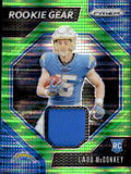 2024 Ladd McConkey Panini Prizm GREEN PULSAR ROOKIE GEAR JERSEY RELIC RC #RG-LMY Los Angeles Chargers