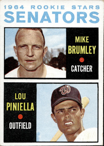 1964 Lou Piniella Mike Brumley Topps ROOKIE STARS RC #167 Washington Senators