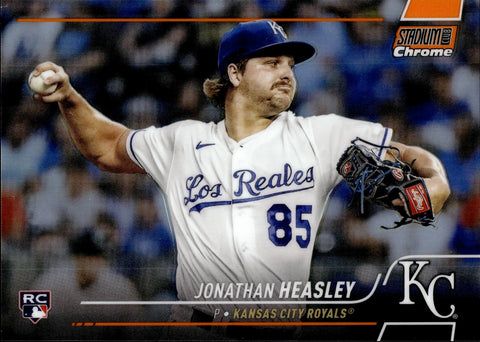 2022 Jonathan Heasley Topps Stadium Club Chrome ORANGE REFRACTOR ROOKIE 19/25 RC #269 Kansas City Royals