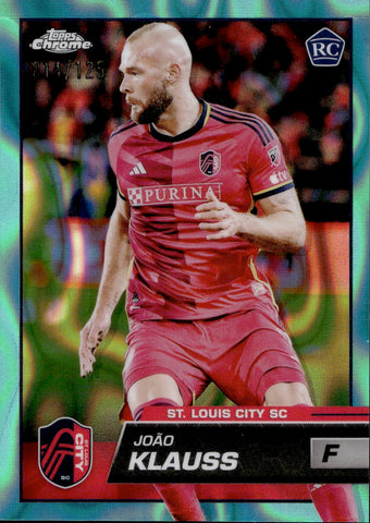 2023 Joao Klauss Topps Chrome MLS AQUA LAVA REFRACTOR ROOKIE 014/125 RC #34 St. Louis City