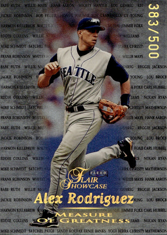 1999 Alex Rodriguez Fleer Flair Showcase MEASURE OF GREATNESS 383/500 Seattle Mariners #13