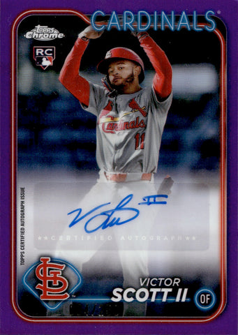 2024 Victor Scott II Topps Chrome PURPLE REFRACTOR ROOKIE AUTO 094/250 AUTOGRAPH RC #AC-VIS St. Louis Cardinals
