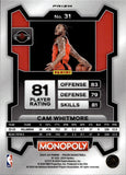 2023-24 Cam Whitmore Panini Prizm Monopoly FREE PARKING ROOKIE Washington Wizards #31