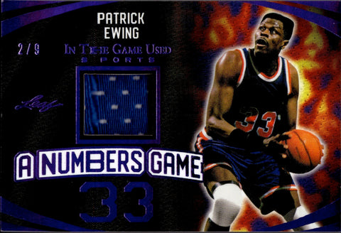 2024 Patrick Ewing Leaf In the Game Used A NUMBERS GAME JERSEY 2/9 New York Knicks #ANG-39