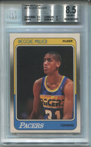 1988-89 Reggie Miller Fleer ROOKIE RC BGS 8.5 #57 Indiana Pacers HOF 5260