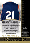 2024 Joel Embiid Leaf In the Game Used MEMORABILIA JERSEY PATCH 1/3 Philadelphia 76ers #GUM-27