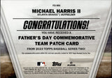 2023 Michael Harris II Topps Series 2 ROOKIE FATHER'S DAY COMMEMORATIVE TEAM PATCH RC #FD-MH Atlanta Braves