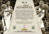 2016-17 Giannis Antetokounmpo Jabari Parker Panini Aficionado DUAL JERSEY 272/299 RELIC #16 Milwaukee Bucks