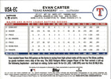 2024 Evan Carter Topps Chrome Sapphire Edition ROOKIE AUTO 188/199 AUTOGRAPH RC #USA-EC Texas Rangers