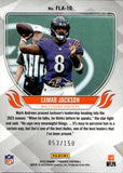 2023 Lamar Jackson Panini Phoenix TEAL FLAME THROWERS 053/150 #FLA-16 Baltimore Ravens