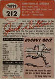 1953 Jack Dittmer Topps ROOKIE RC #212 Milwaukee Braves BV $40